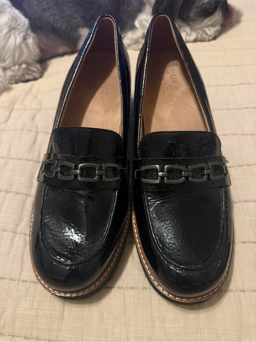 Naturalizer Black Patent Chain-Trim Loafers